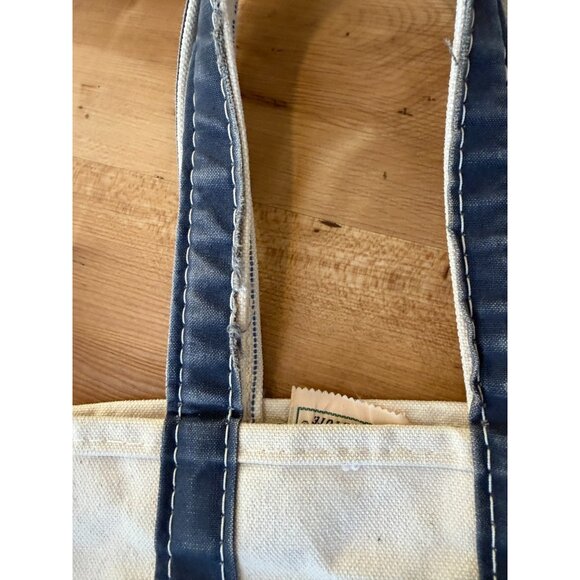 Vtg 80s LL Bean Deluxe Boat And Tote Canvas Bag Tall Blue Crinkle Tag 16x17 - Picture 5 of 7